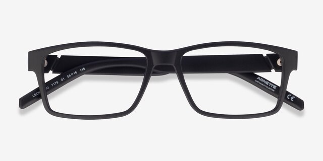 ARNETTE Leonardo Matte Black PlasticEyeglass Frames from EyeBuyDirect, Closed View