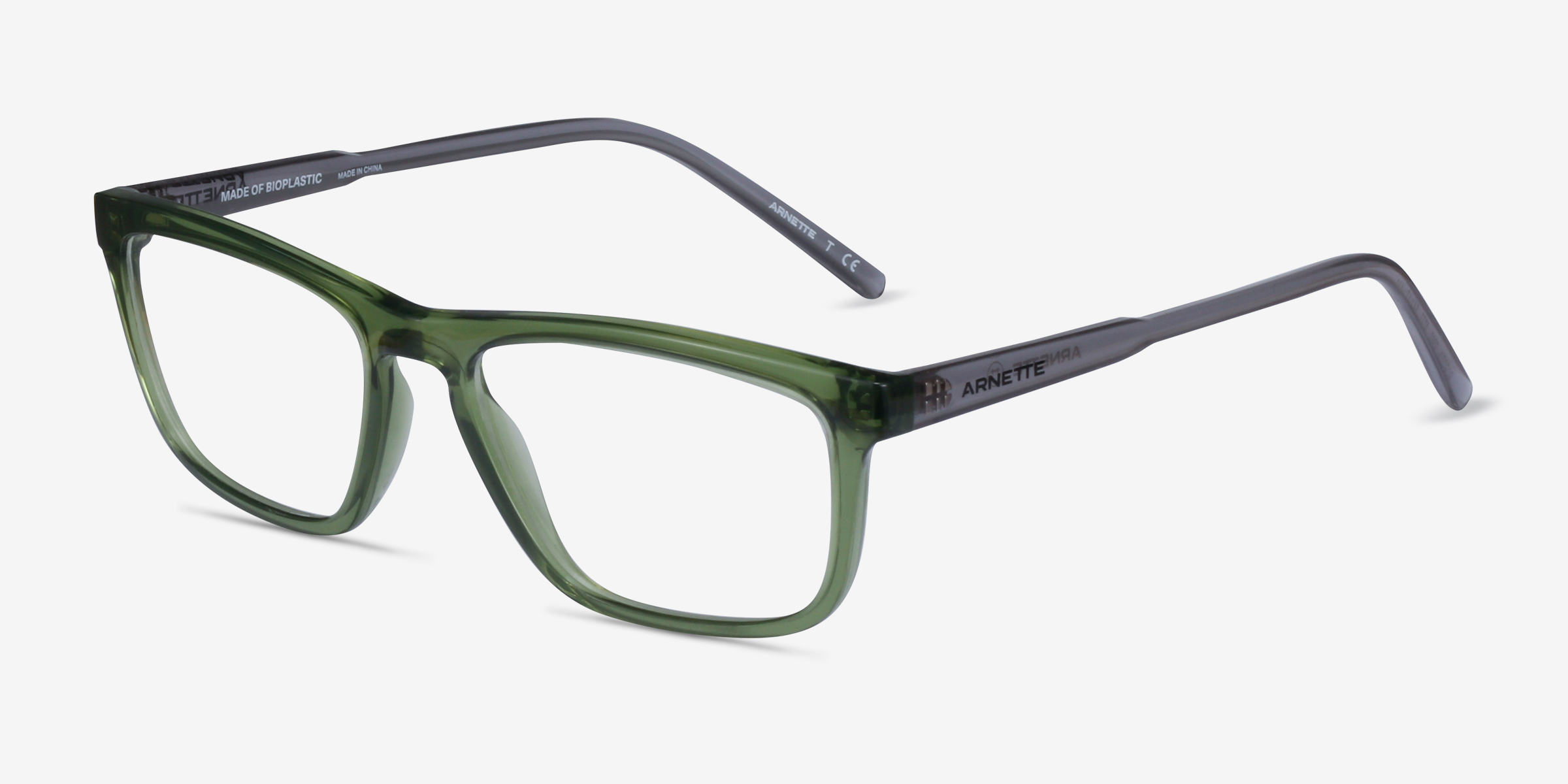 ARNETTE Roboto - Rectangle Transparent Military Green Frame Glasses For ...
