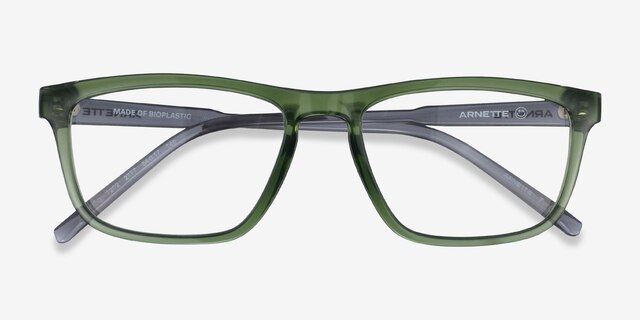 ARNETTE Roboto Transparent Military Green PlasticEyeglass Frames from EyeBuyDirect, Closed View