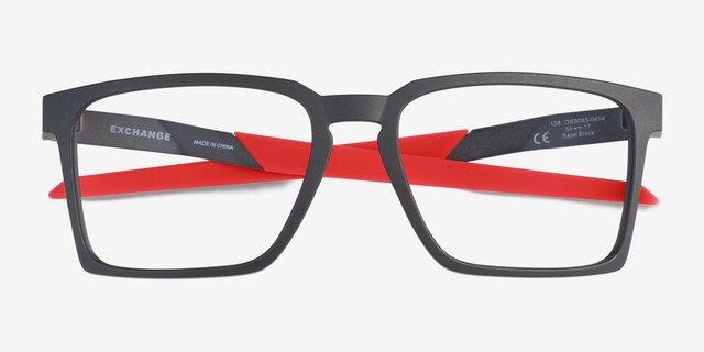 Oakley Exchange Satin Black PlasticEyeglass Frames from EyeBuyDirect, Closed View