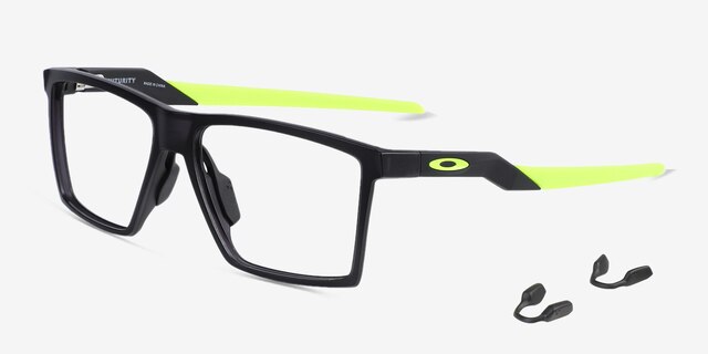 Oakley Futurity Satin Gray Smoke PlasticEyeglass Frames from EyeBuyDirect, Angle View