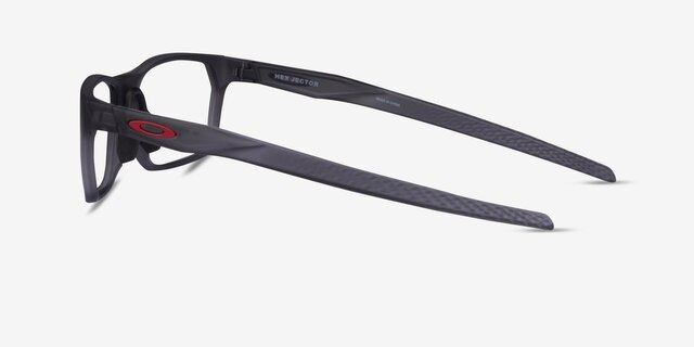 Oakley Hex Jector Satin Gray Smoke PlasticEyeglass Frames from EyeBuyDirect, Side View
