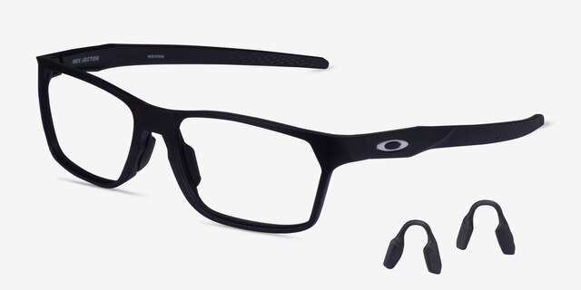 Oakley Hex Jector Satin Black PlasticEyeglass Frames from EyeBuyDirect, Angle View