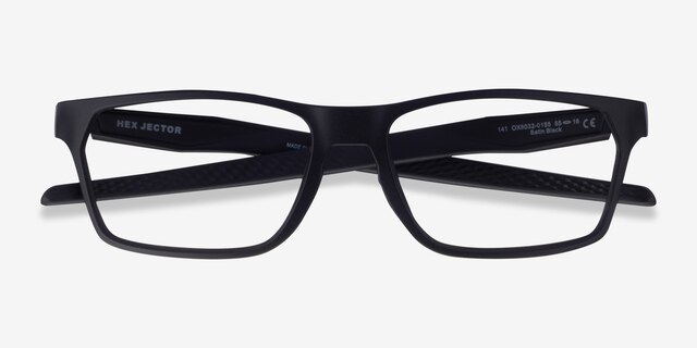 Oakley Hex Jector Satin Black PlasticEyeglass Frames from EyeBuyDirect, Closed View