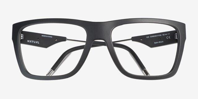 Oakley Nxtlvl Satin Black PlasticEyeglass Frames from EyeBuyDirect, Closed View