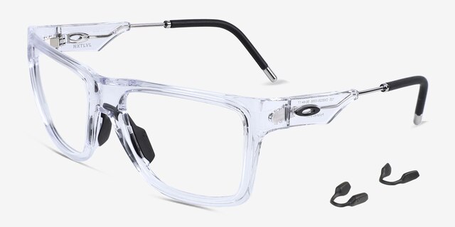 Oakley Nxtlvl Polished Clear PlasticEyeglass Frames from EyeBuyDirect, Angle View