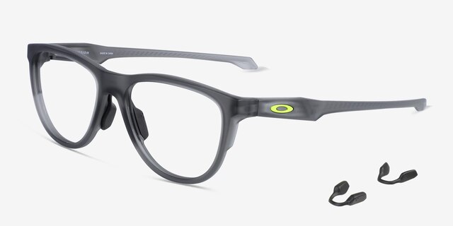 Oakley Admission Satin Gray Smoke PlasticEyeglass Frames from EyeBuyDirect, Angle View