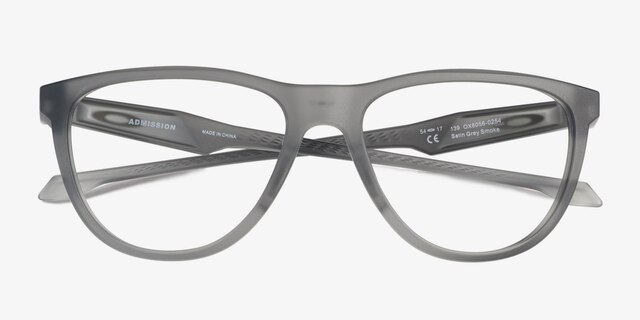 Oakley Admission Satin Gray Smoke PlasticEyeglass Frames from EyeBuyDirect, Closed View