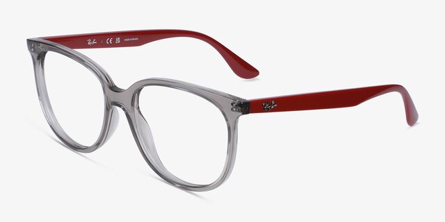 Ray-Ban RB4378V Transparent Gray PlasticEyeglass Frames from EyeBuyDirect, Angle View