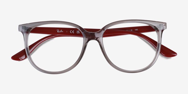 Ray-Ban RB4378V Transparent Gray PlasticEyeglass Frames from EyeBuyDirect, Closed View