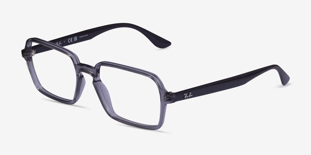 Ray-Ban RB7198 Transparent Gray PlasticEyeglass Frames from EyeBuyDirect, Angle View