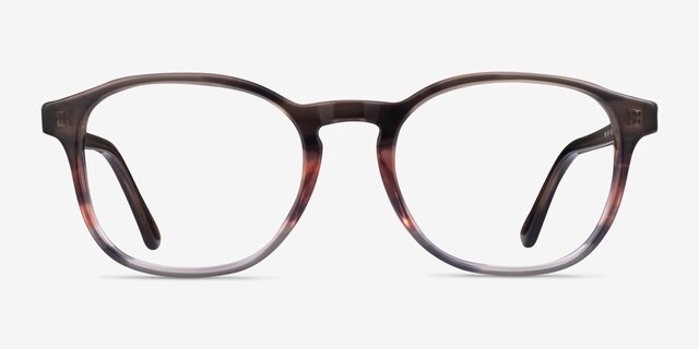 Ray-Ban RB5417 Striped Brown Red AcetateEyeglass Frames from EyeBuyDirect, Front View