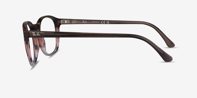 Ray-Ban RB5417 Striped Brown Red AcetateEyeglass Frames from EyeBuyDirect, Side View