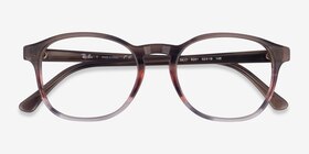 Ray-Ban RB5417 Striped Brown Red Acétate Montures de lunettes de vue d'EyeBuyDirect, Vue Rapprochée