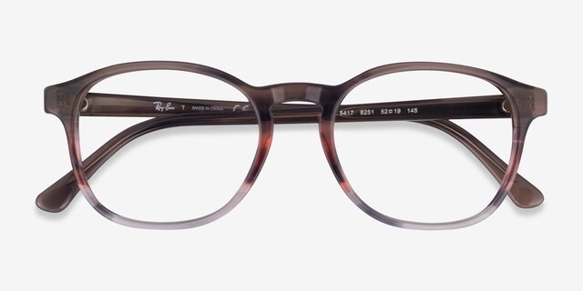 Ray-Ban RB5417 Striped Brown Red AcetateEyeglass Frames from EyeBuyDirect, Closed View