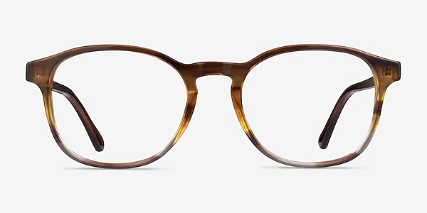 Ray-Ban RB5417 Striped Brown Acétate Montures de lunettes de vue