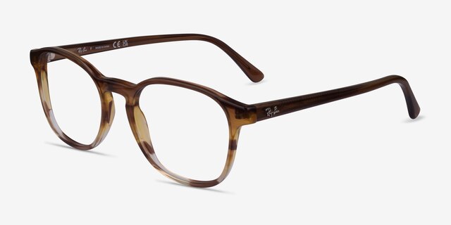 Ray-Ban RB5417 Striped Brown AcetateEyeglass Frames from EyeBuyDirect, Angle View