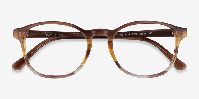 Ray-Ban RB5417 Striped Brown AcetateEyeglass Frames from EyeBuyDirect, Closed View
