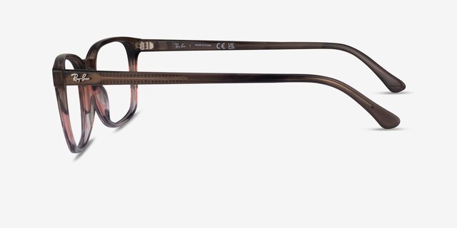 Ray-Ban RB5418 Striped Brown Red AcetateEyeglass Frames from EyeBuyDirect, Side View
