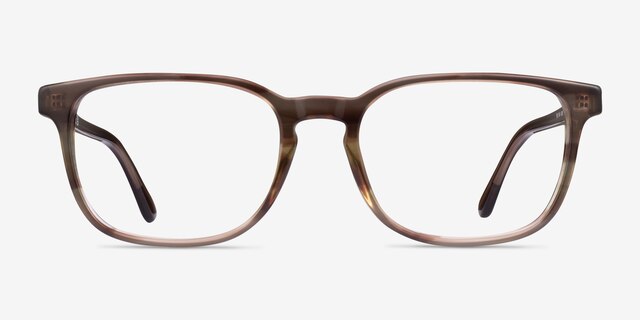 Ray-Ban RB5418 Striped Brown Green AcetateEyeglass Frames from EyeBuyDirect, Front View