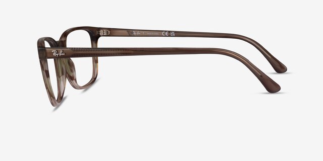 Ray-Ban RB5418 Striped Brown Green AcetateEyeglass Frames from EyeBuyDirect, Side View