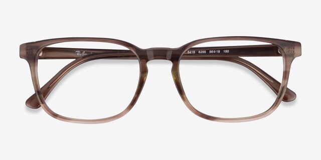 Ray-Ban RB5418 Striped Brown Green AcetateEyeglass Frames from EyeBuyDirect, Closed View