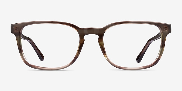 Ray-Ban RB5418 Striped Brown Acetate Eyeglass Frames