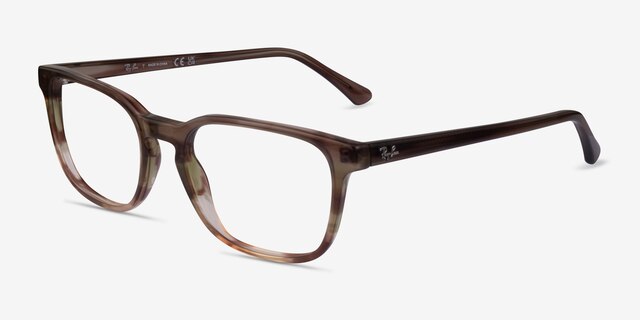 Ray-Ban RB5418 Striped Brown AcetateEyeglass Frames from EyeBuyDirect, Angle View