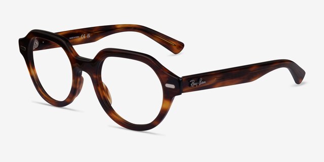 Ray-Ban RB7214 Gina Striped Tortoise PlasticEyeglass Frames from EyeBuyDirect, Angle View