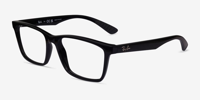 Ray-Ban RB7025 Polished Black PlasticEyeglass Frames from EyeBuyDirect, Angle View