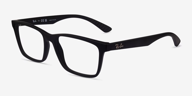 Ray-Ban RB7025 Matte Black PlasticEyeglass Frames from EyeBuyDirect, Angle View