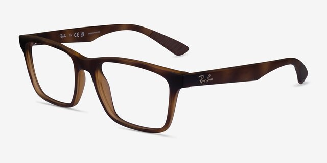 Ray-Ban RB7025 Tortoise PlasticEyeglass Frames from EyeBuyDirect, Angle View