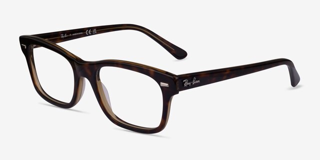 Ray-Ban RB5383 Tortoise Clear Yellow AcetateEyeglass Frames from EyeBuyDirect, Angle View