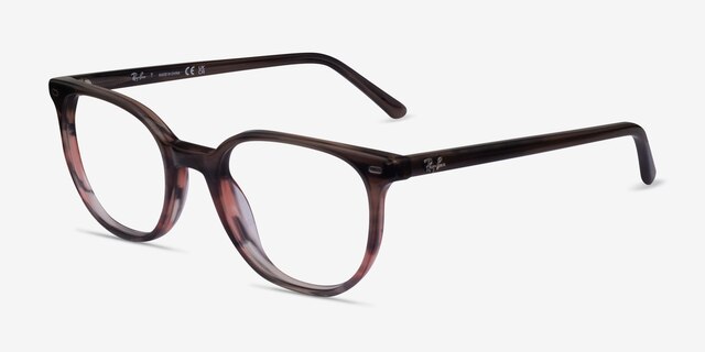 Ray-Ban RB5397 Elliot Striped Brown AcetateEyeglass Frames from EyeBuyDirect, Angle View