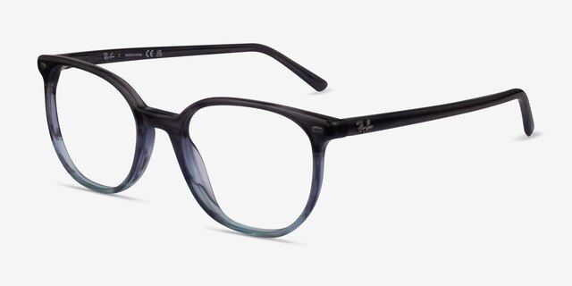 Ray-Ban RB5397 Elliot Striped Gray AcetateEyeglass Frames from EyeBuyDirect, Angle View