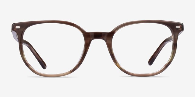 Ray-Ban RB5397 Elliot Striped Brown Green AcetateEyeglass Frames from EyeBuyDirect, Front View