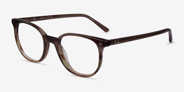 Ray-Ban RB5397 Elliot Striped Brown Green AcetateEyeglass Frames from EyeBuyDirect, Angle View