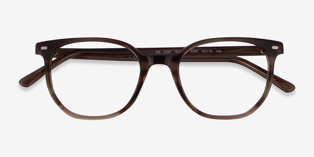 Ray-Ban RB5397 Elliot Striped Brown Green AcetateEyeglass Frames from EyeBuyDirect, Closed View