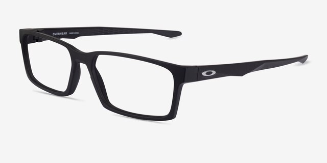 Oakley Overhead Satin Black PlasticEyeglass Frames from EyeBuyDirect, Angle View
