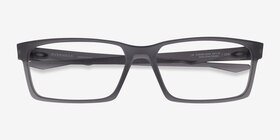 Oakley Overhead Satin Gray Plastique Montures de lunettes de vue d'EyeBuyDirect, Vue Rapprochée