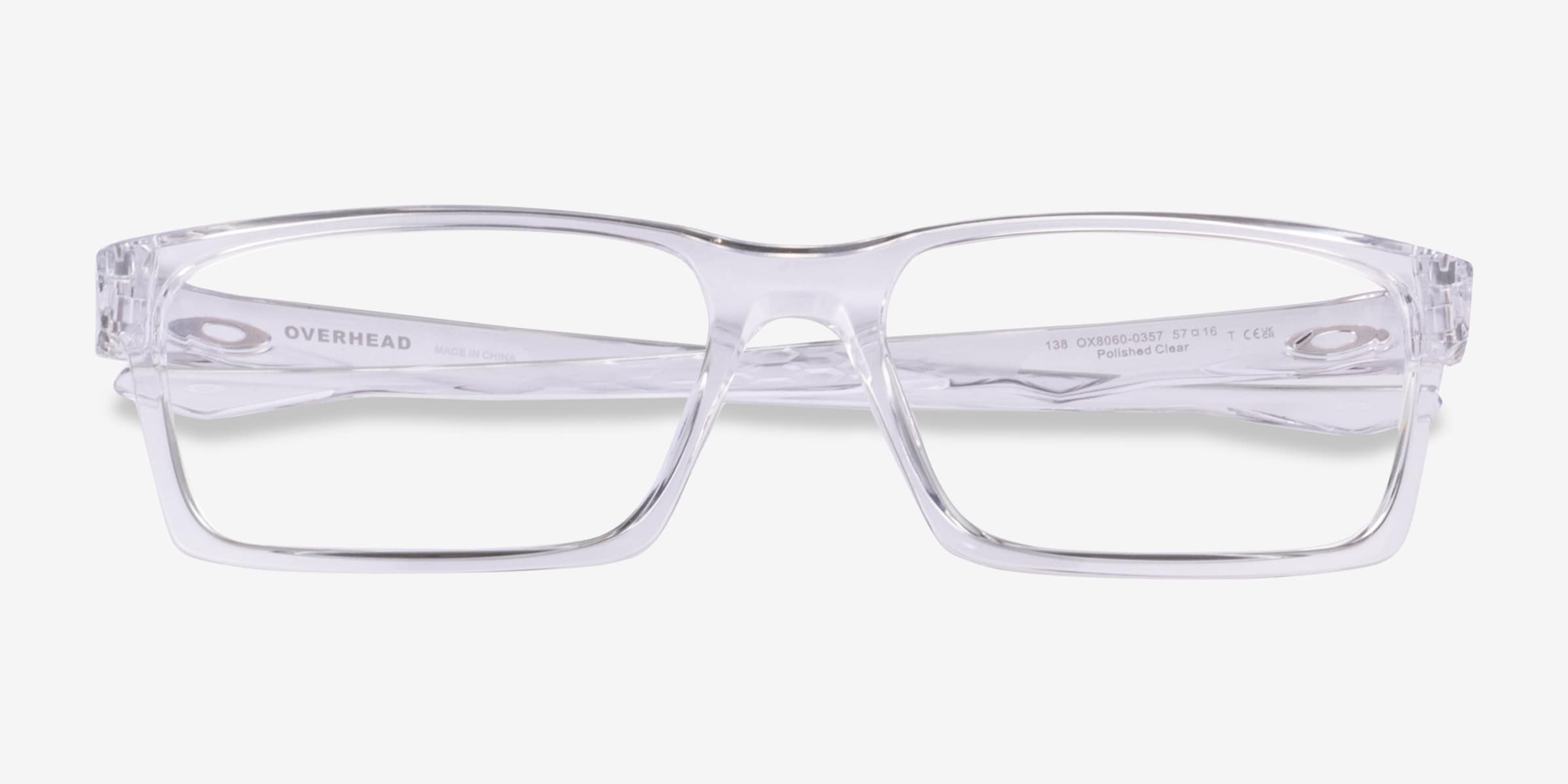 Oakley Overhead - Rectangle Polished Clear Frame Glasses For Men