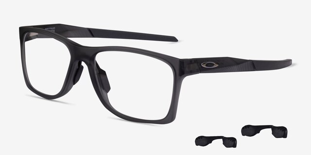 Oakley Activate Satin Gray Smoke PlasticEyeglass Frames from EyeBuyDirect, Angle View