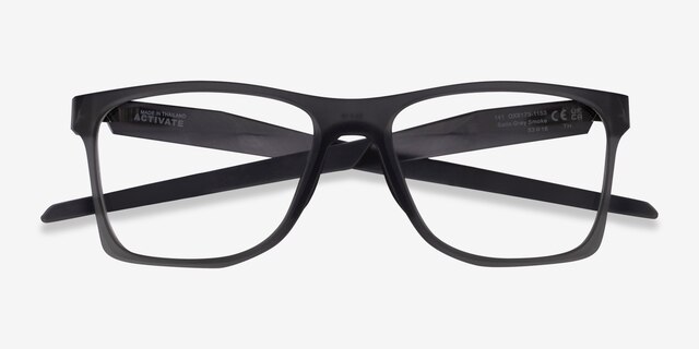 Oakley Activate Satin Gray Smoke PlasticEyeglass Frames from EyeBuyDirect, Closed View
