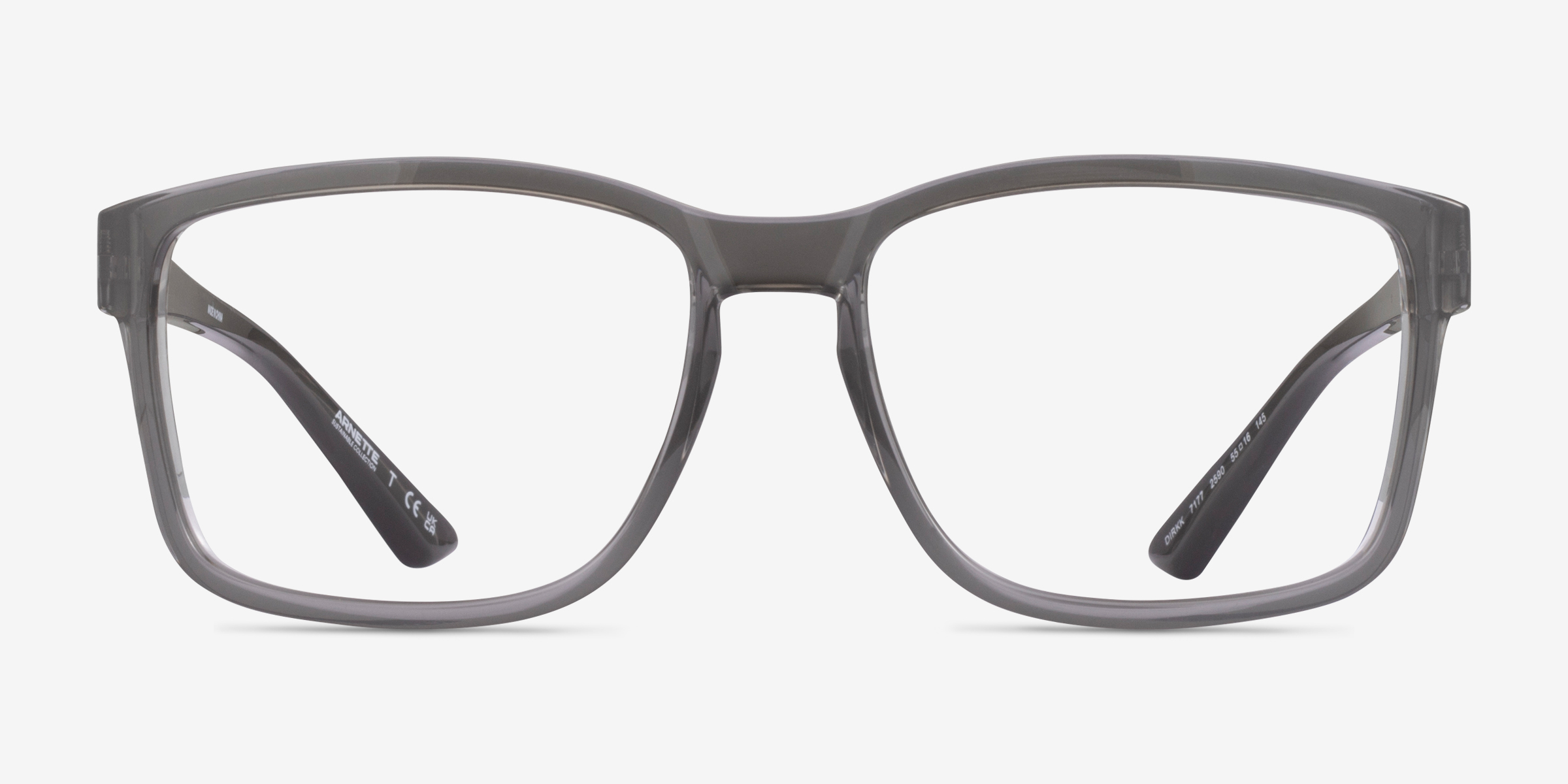 ARNETTE Dirkk - Square Shiny Transparent Gray Frame Eyeglasses ...