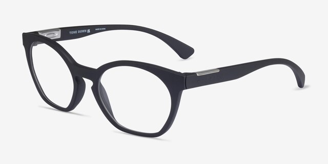 Oakley Tone Down Satin Black PlasticEyeglass Frames from EyeBuyDirect, Angle View