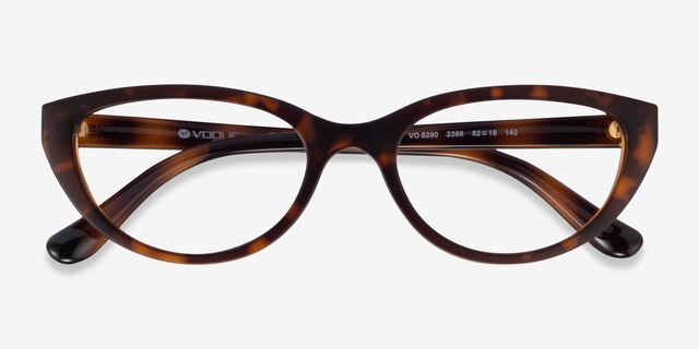 Vogue Eyewear VO5290 Dark Tortoise Light Brown PlasticEyeglass Frames from EyeBuyDirect, Closed View