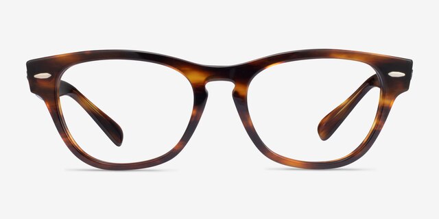 Ray-Ban RB2201V Laramie Shiny Striped Tortoise AcetateEyeglass Frames from EyeBuyDirect, Front View