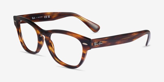 Ray-Ban RB2201V Laramie Shiny Striped Tortoise AcetateEyeglass Frames from EyeBuyDirect, Angle View