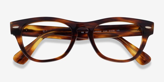 Ray-Ban RB2201V Laramie Striped Tortoise AcetateEyeglass Frames from EyeBuyDirect, Closed View