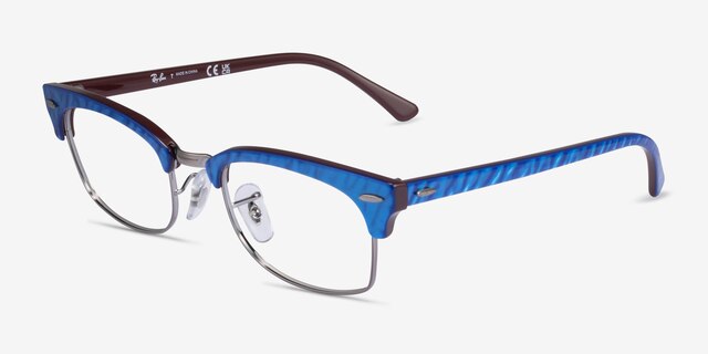 Ray-Ban RB3916V Wrinkled Blue On Brown AcetateEyeglass Frames from EyeBuyDirect, Angle View